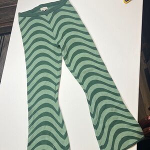 La Hearts Green Striped Flare Pants